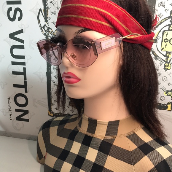 New Versace™ VE2276 Damier Women’s Sunglasses – Rimless Pink Metal - Picture 1 of 15